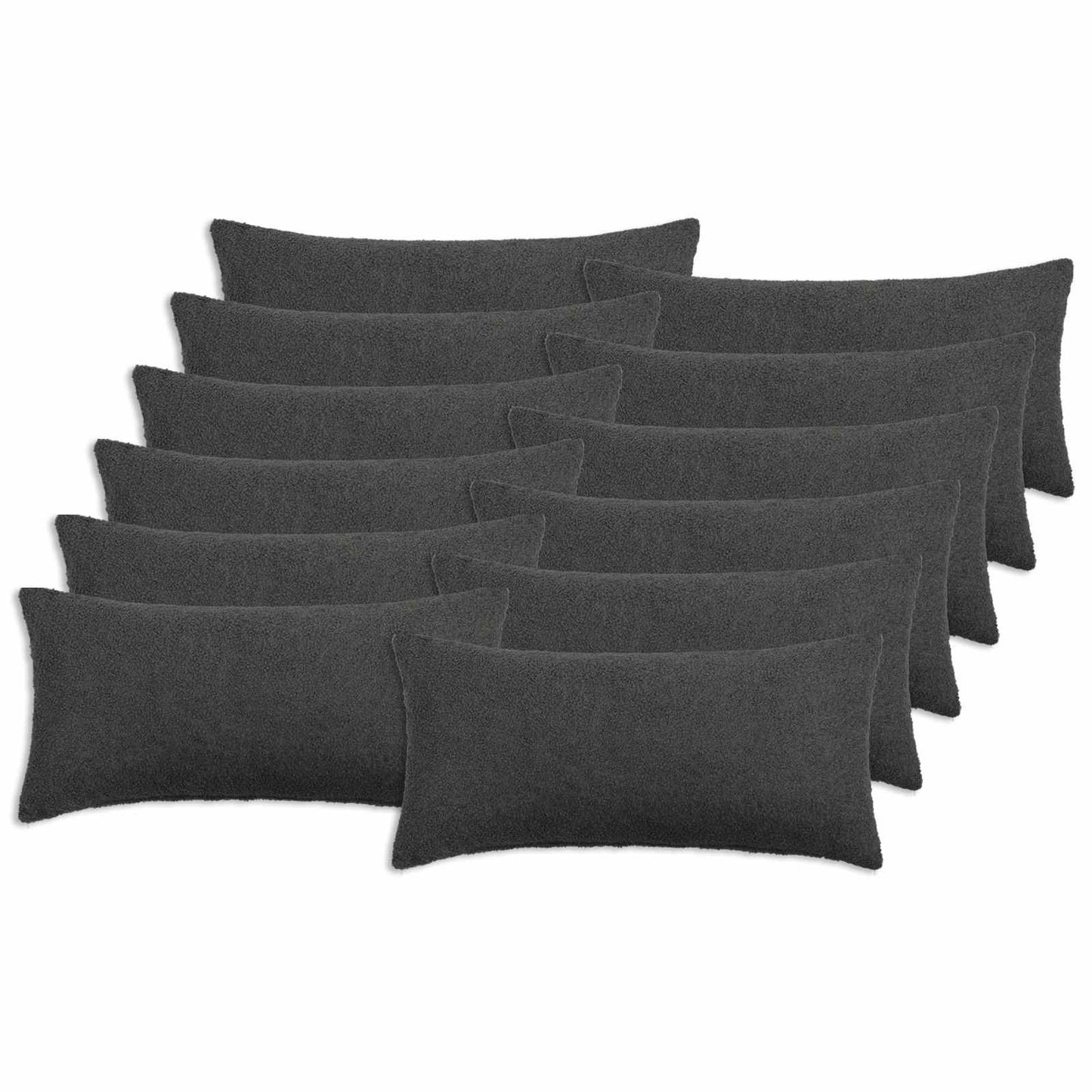 Pudebetræk 12 pcs HEERLEN Mørkegrå 40 x 80 cm Bouclé