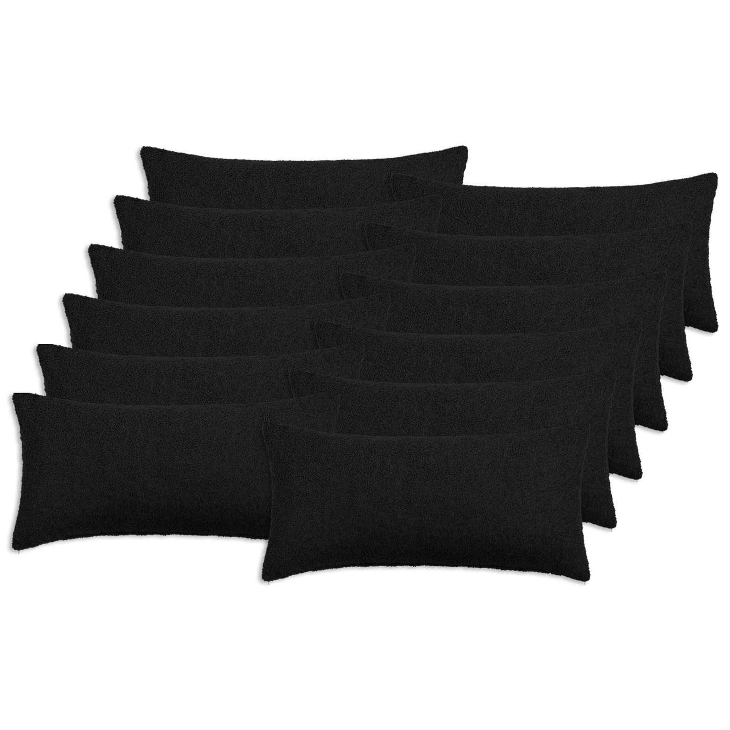 Pudebetræk 12 pcs HEERLEN Sort 40 x 80 cm Bouclé