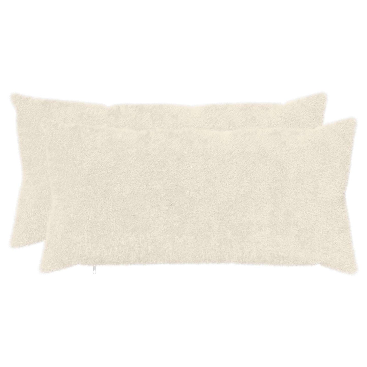 Pudebetræk 2 stk. HEERLEN Hvid 40 x 80 cm Faux Kanin Pels