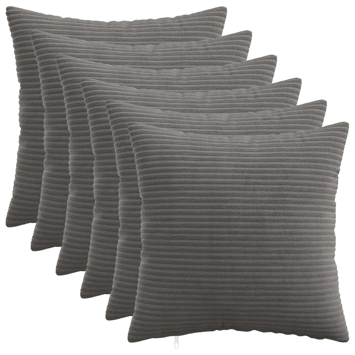 Pudebetræk 6 pcs HEERLEN Mørkegrå 45 x 45 cm cordfløjl