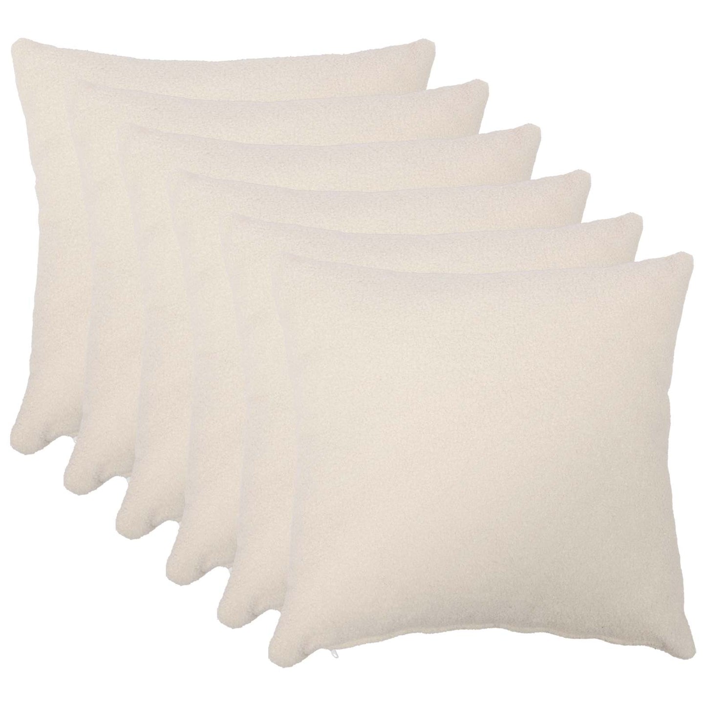 Pudebetræk 6 pcs HEERLEN Cremefarvet 45 x 45 cm Bouclé