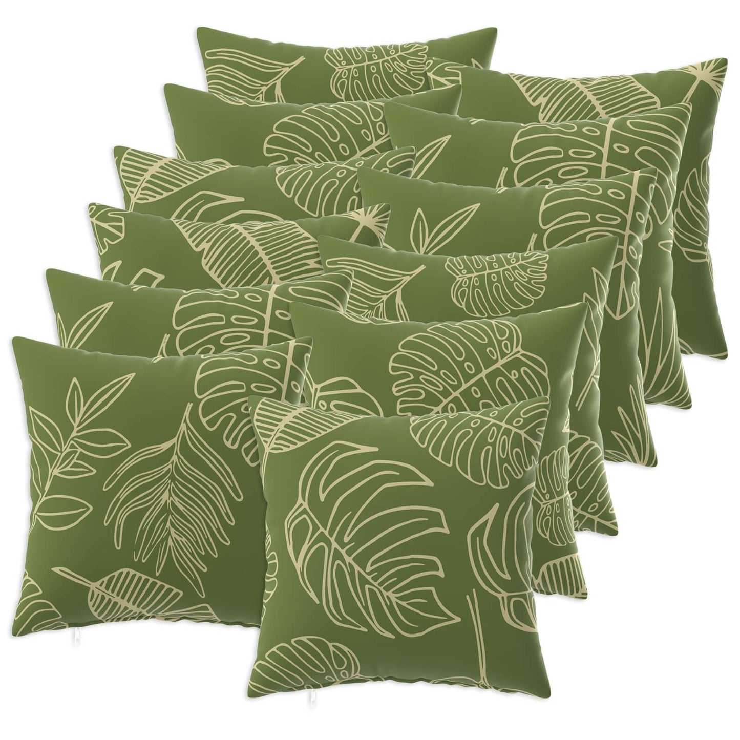 Pudebetræk 12 pcs HEERLEN Bladdesign 45 x 45 cm Polyester