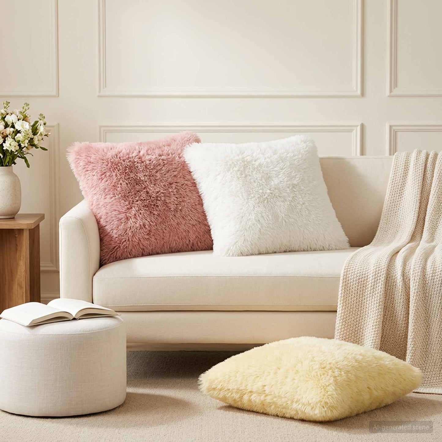 Pudebetræk 2 pcs HEERLEN Cremefarvet 45 x 45 cm PV Fleece