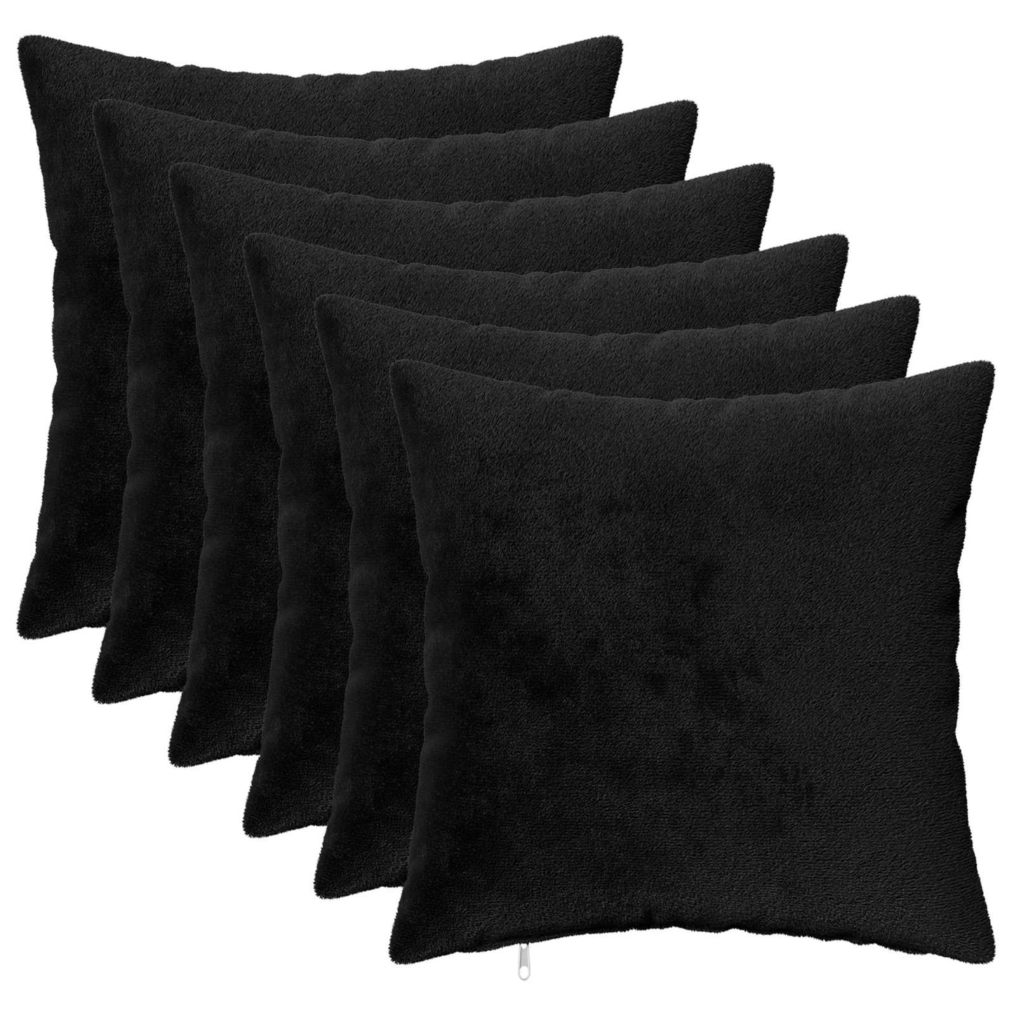 Pudebetræk 6 pcs HEERLEN Sort 45 x 45 cm Flannel