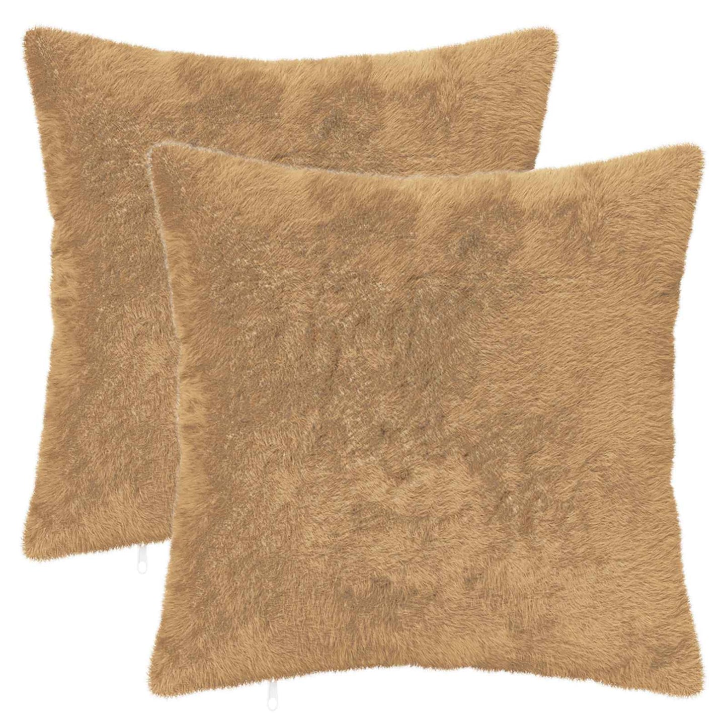 Pudebetræk 2 stk. HEERLEN Gråbrun 45 x 45 cm Faux Kanin Pels