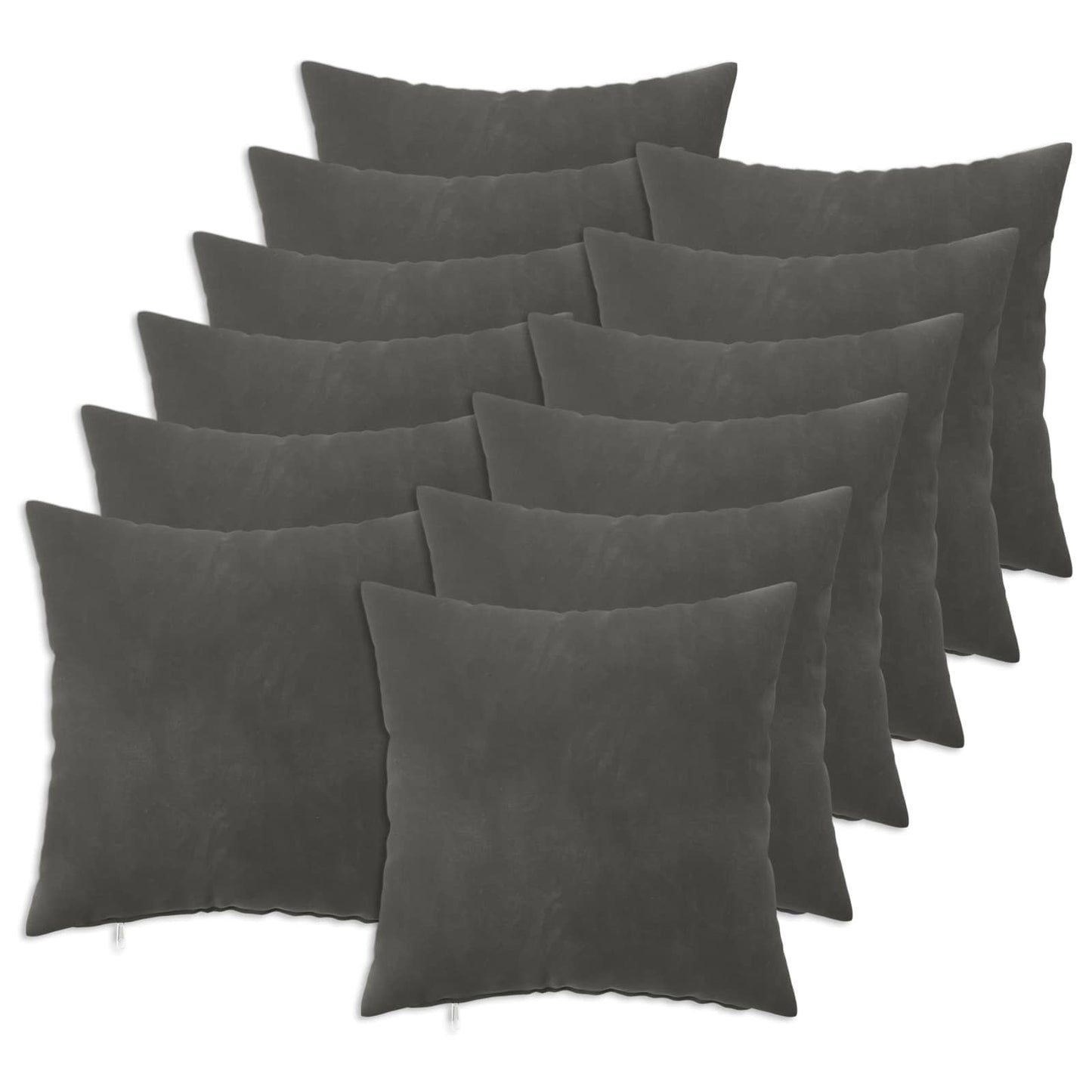 Pudebetræk 12 pcs HEERLEN Mørkegrå 50 x 50 cm Fløjl