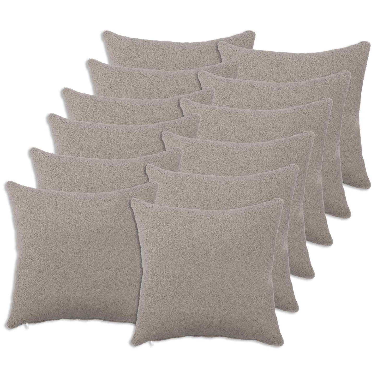 Pudebetræk 12 pcs HEERLEN Lysegrå 50 x 50 cm Bouclé