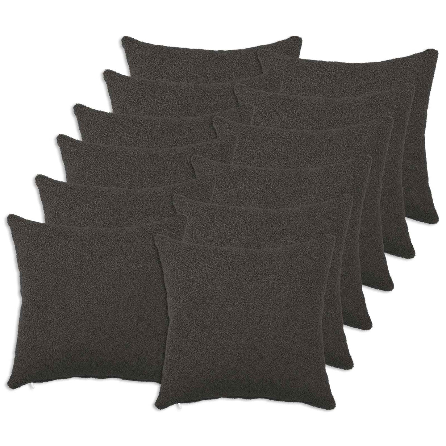 Pudebetræk 12 pcs HEERLEN Mørkegrå 50 x 50 cm Bouclé