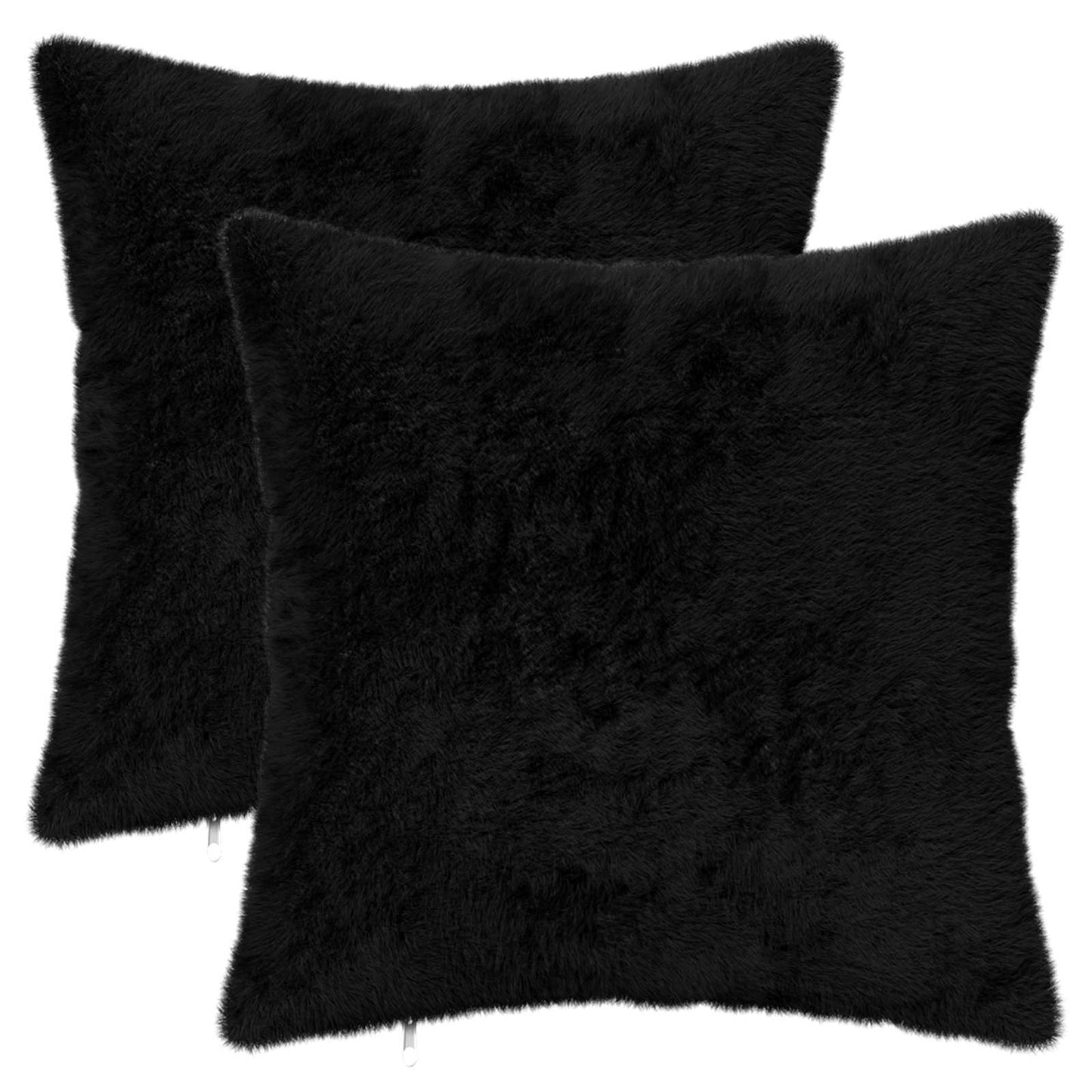 Pudebetræk 2 stk. HEERLEN Sort 50 x 50 cm Faux Kanin Pels