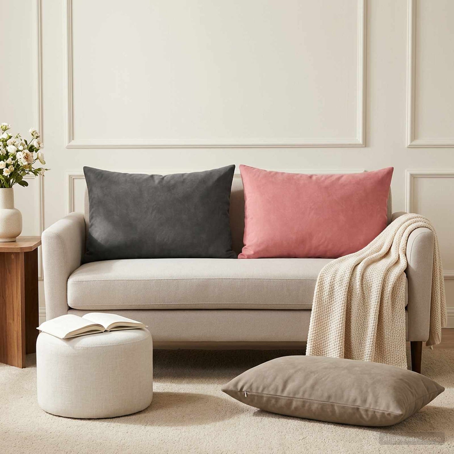 Pudebetræk 6 pcs HEERLEN Lysegrå 50 x 80 cm Fløjl