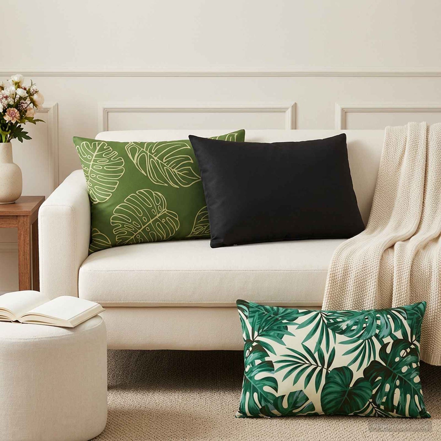 Pudebetræk 6 pcs HEERLEN Bladdesign 50 x 80 cm Polyester