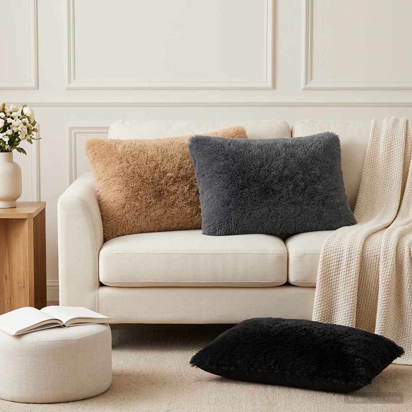 Pudebetræk 6 pcs HEERLEN Sort 50 x 70 cm PV Fleece