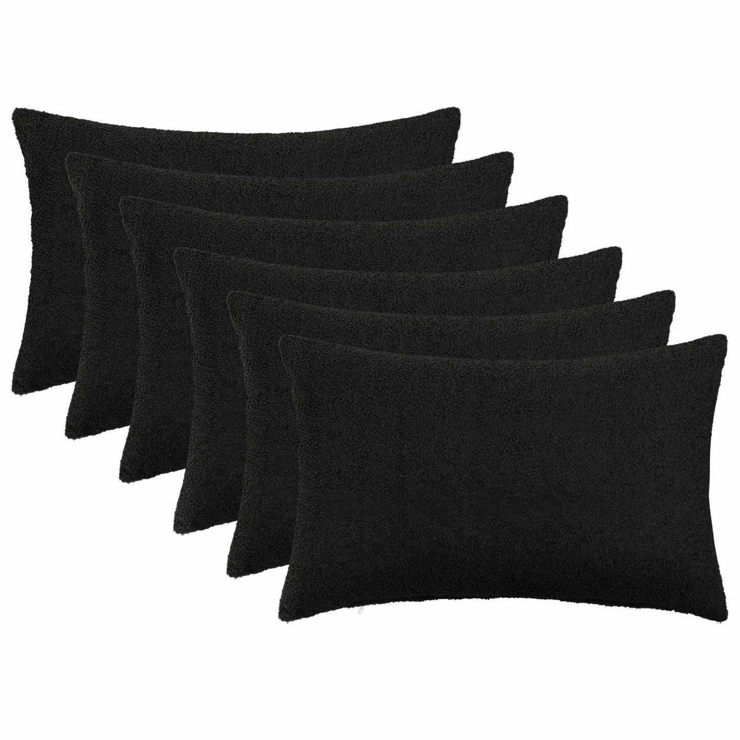 Pudebetræk 6 pcs HEERLEN Sort 50 x 75 cm Bouclé