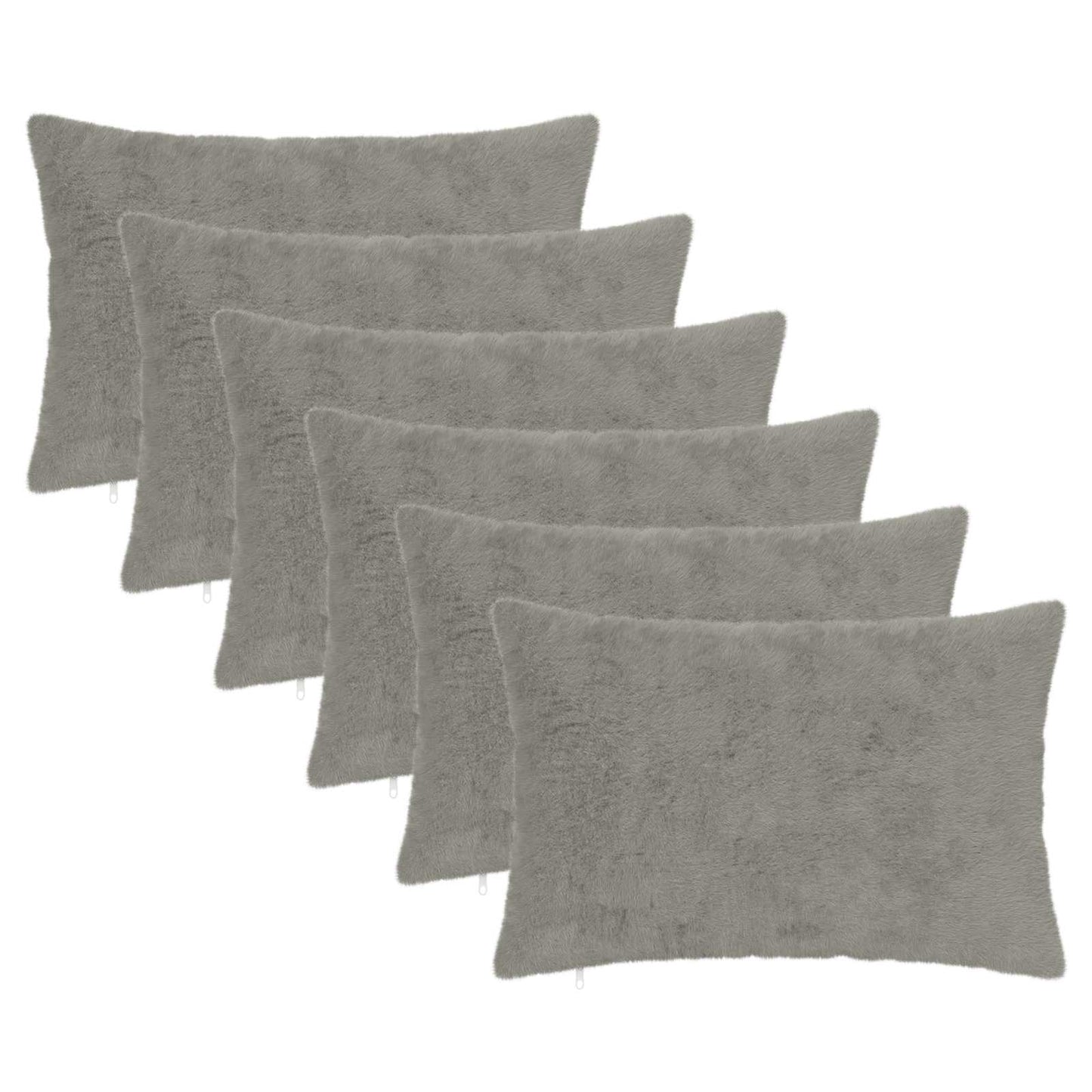Pudebetræk 6 stk. HEERLEN Lysegrå 50 x 75 cm Faux Kanin Pels