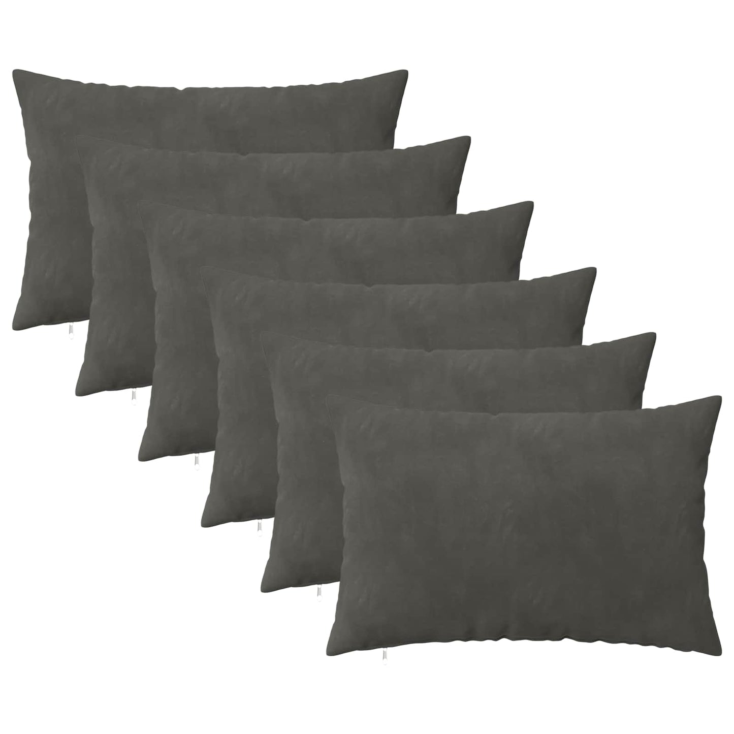 Pudebetræk 6 pcs HEERLEN Mørkegrå 50 x 80 cm Fløjl