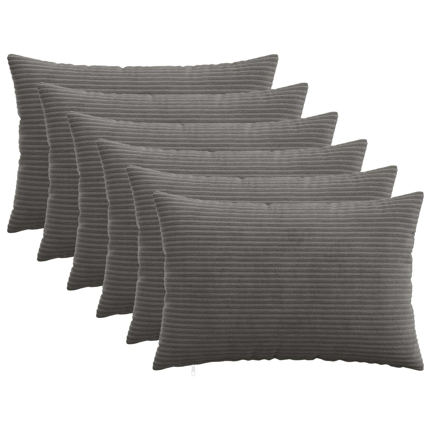 Pudebetræk 6 pcs HEERLEN Mørkegrå 50 x 80 cm cordfløjl