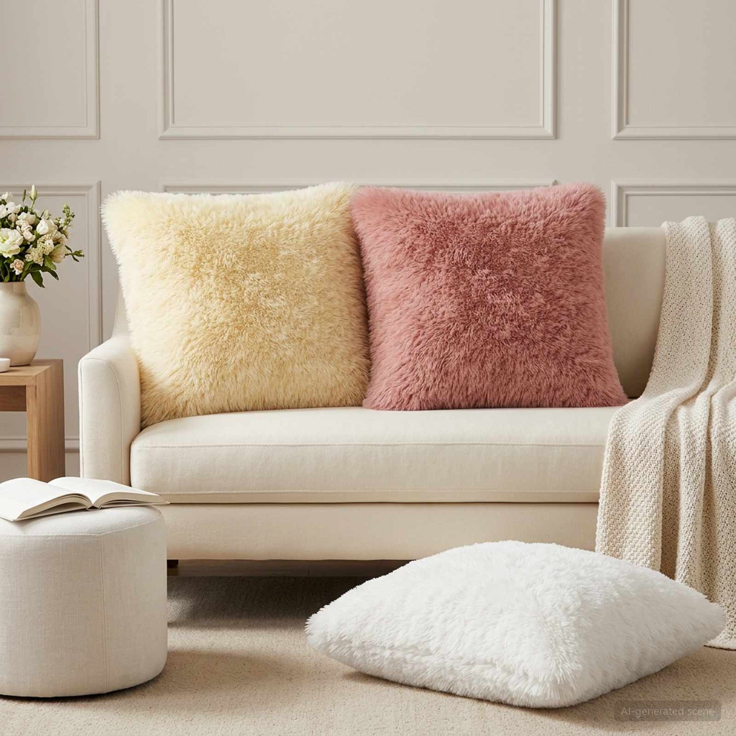 Pude med pude HEERLEN 2 stk. Hvid PV Fleece