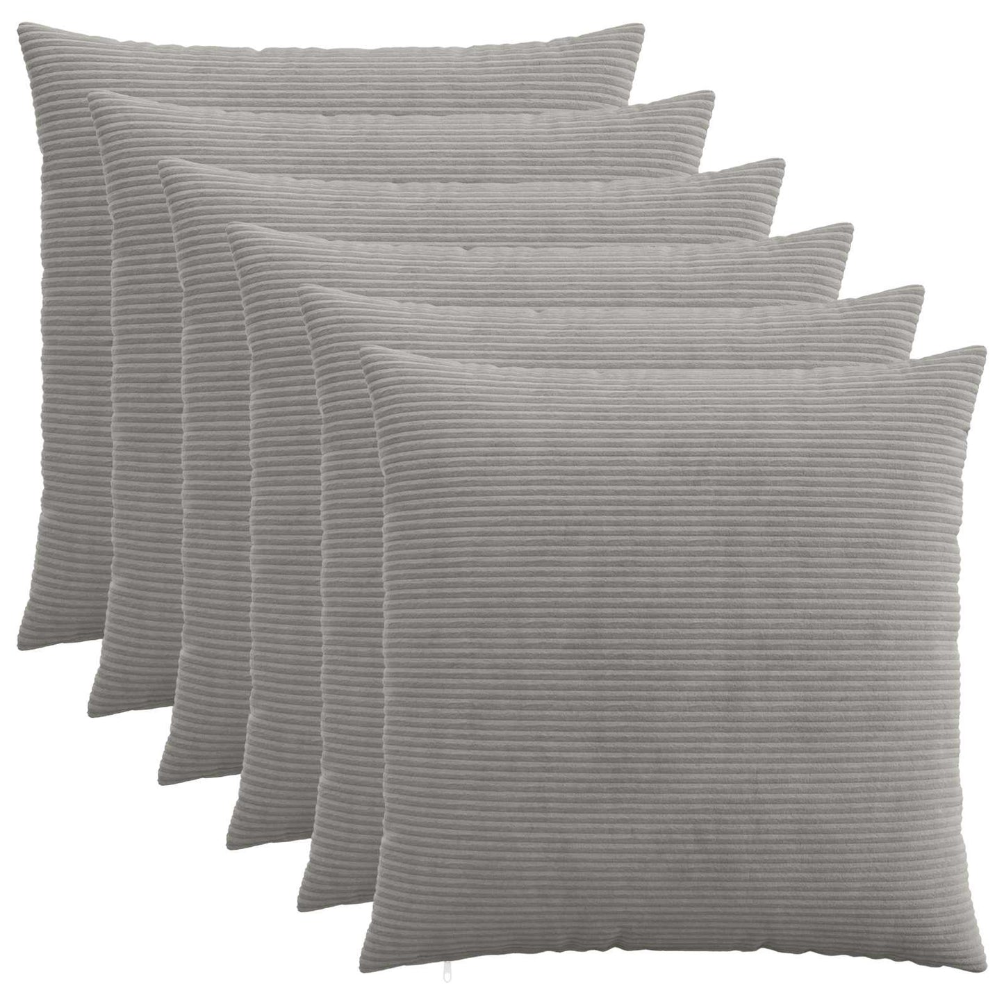 Pudebetræk 6 pcs HEERLEN Lysegrå 60 x 60 cm cordfløjl