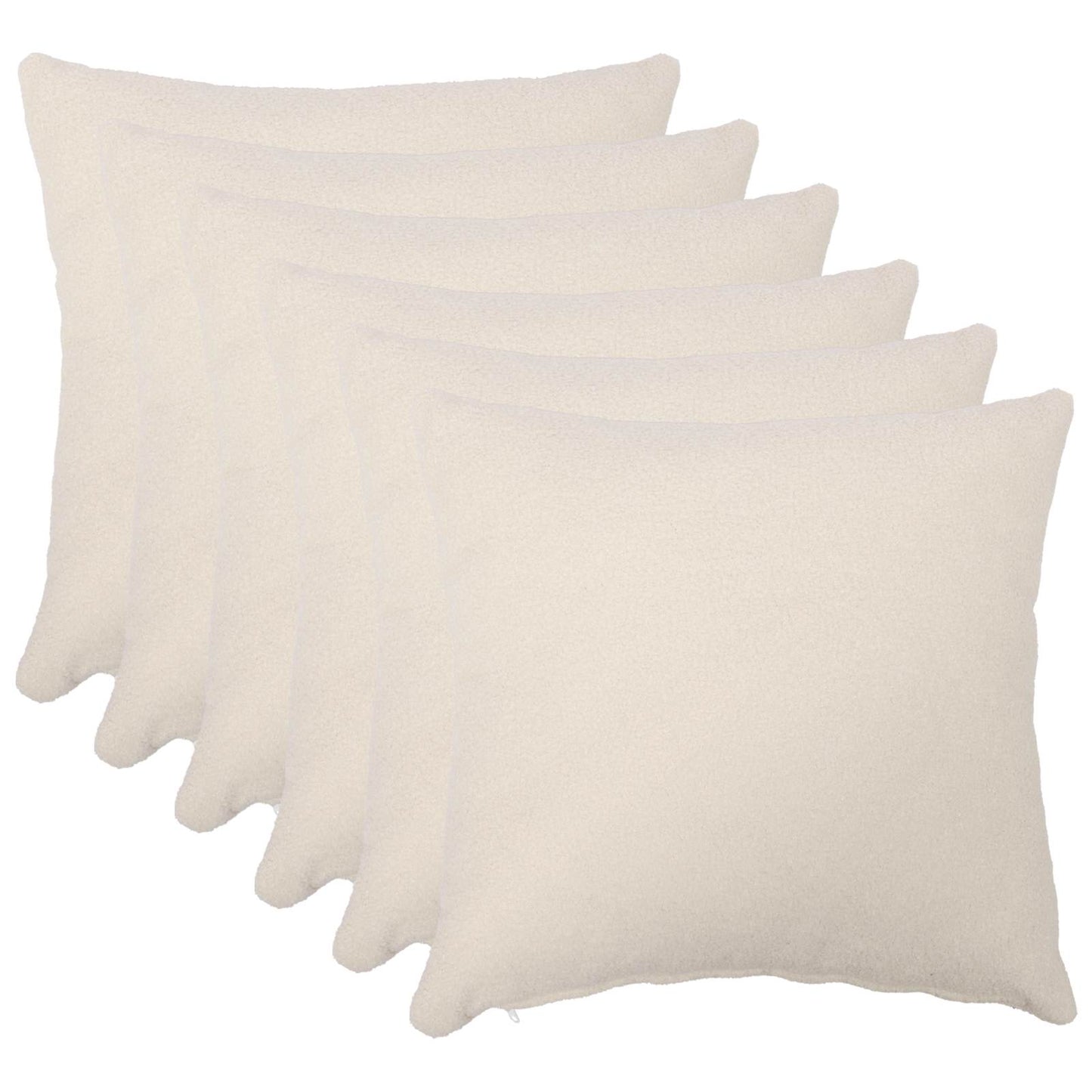 Pudebetræk 6 pcs HEERLEN Cremefarvet 60 x 60 cm Bouclé