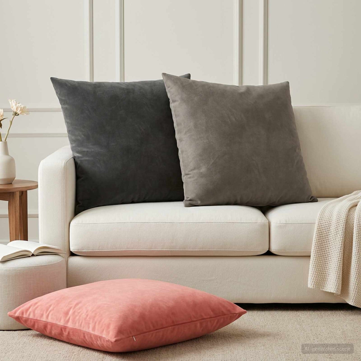 Pudebetræk 2 pcs HEERLEN Mørkegrå 65 x 65 cm Fløjl