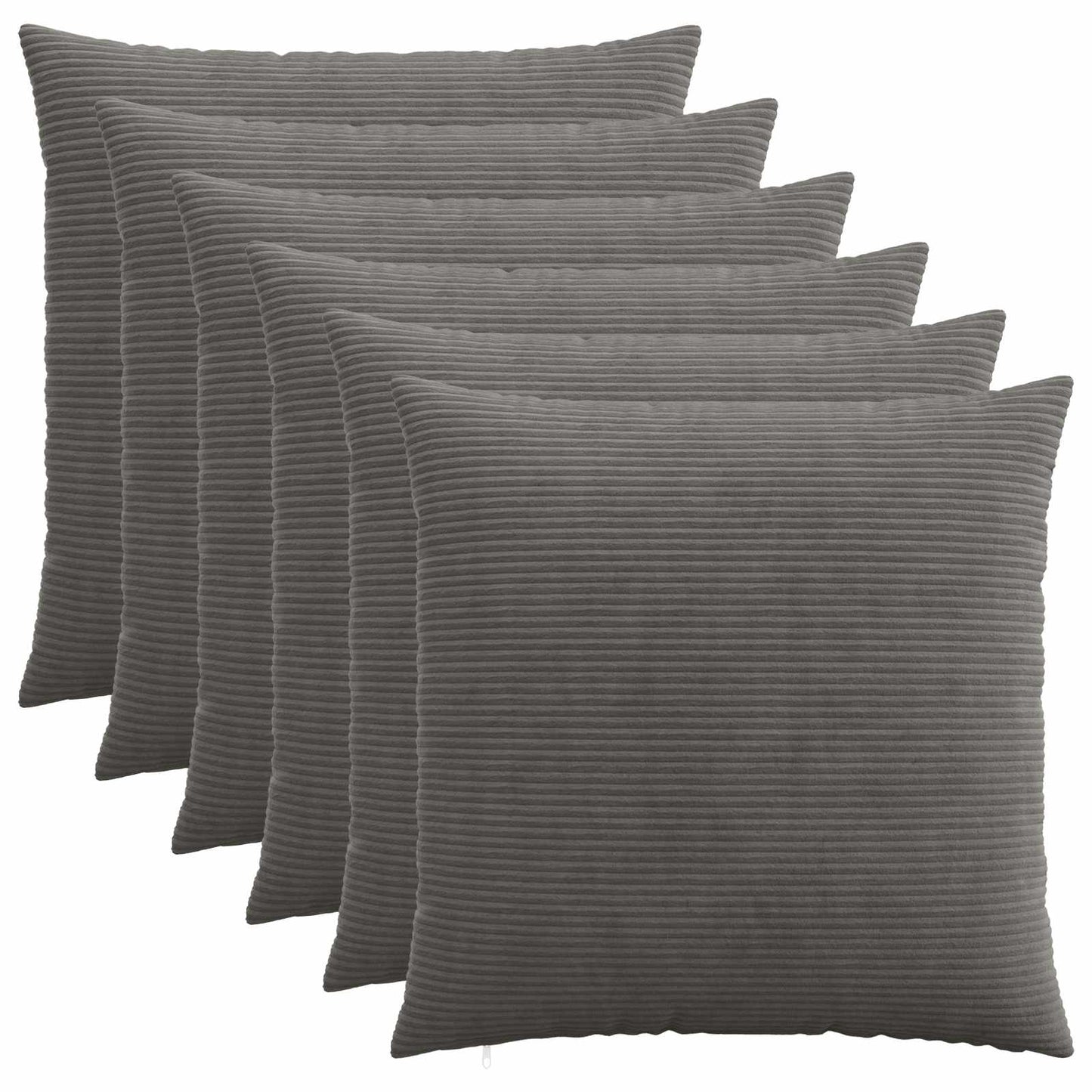 Pudebetræk 6 pcs HEERLEN Mørkegrå 65 x 65 cm cordfløjl