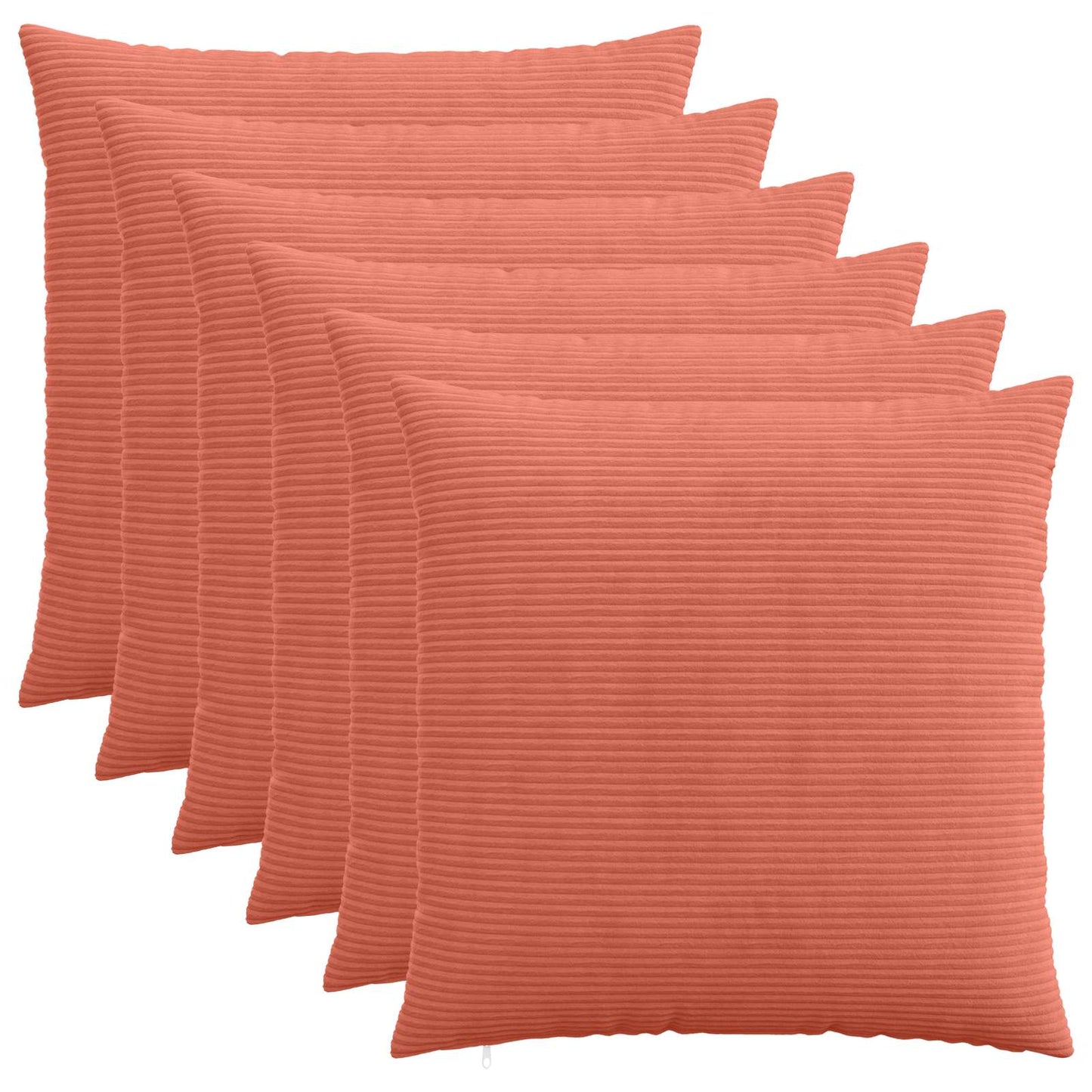 Pudebetræk 6 pcs HEERLEN Rød orange 65 x 65 cm cordfløjl