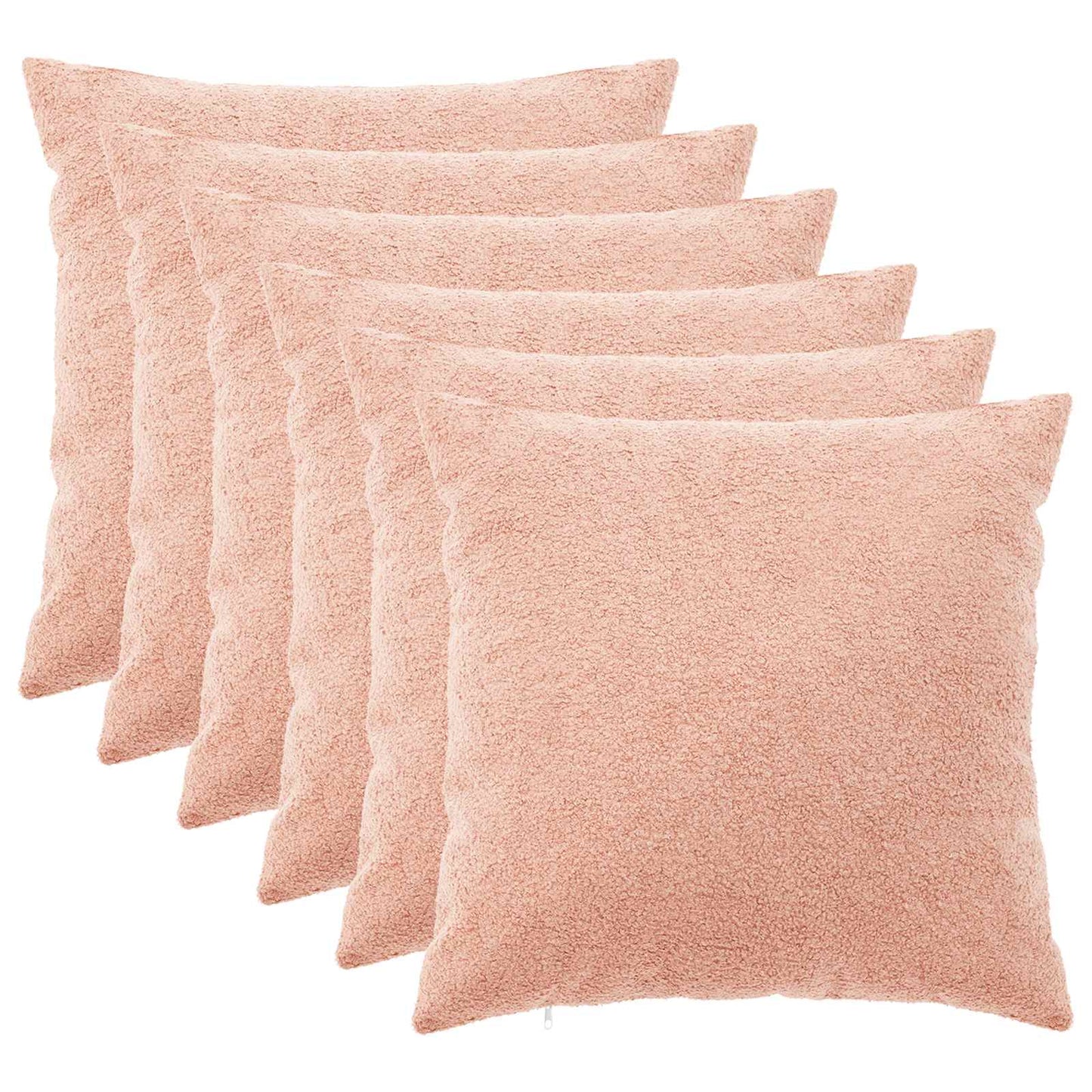 Pudebetræk 6 pcs HEERLEN Lyserød 65 x 65 cm Bouclé