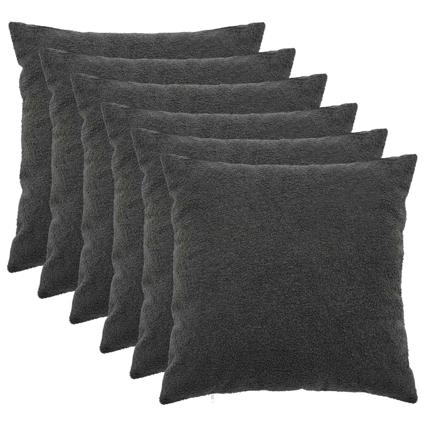 Pudebetræk 6 pcs HEERLEN Mørkegrå 65 x 65 cm Bouclé