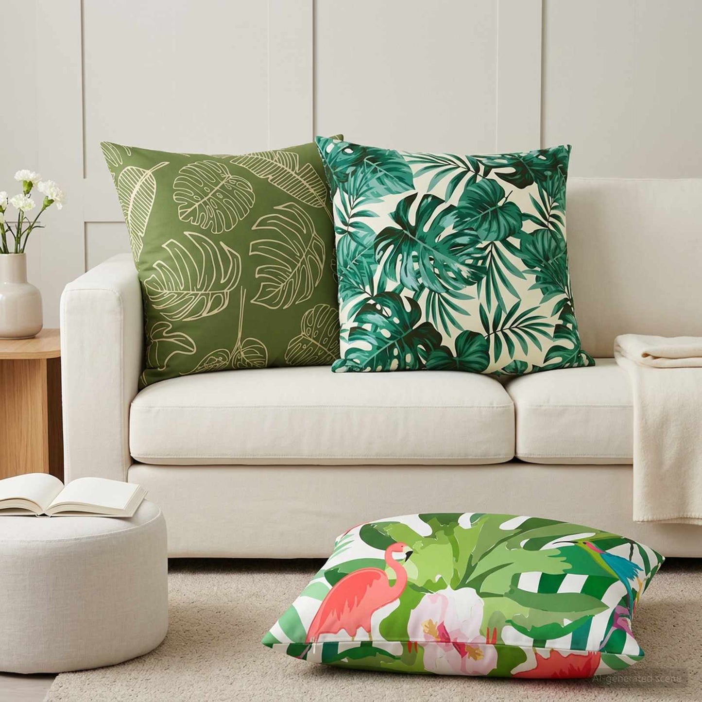 Pudebetræk 6 pcs HEERLEN Bladmønster 80 x 80 cm Polyester