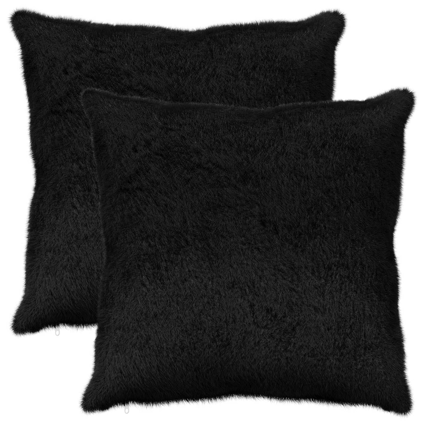Pudebetræk 2 stk. HEERLEN Sort 65 x 65 cm Faux Kanin Pels