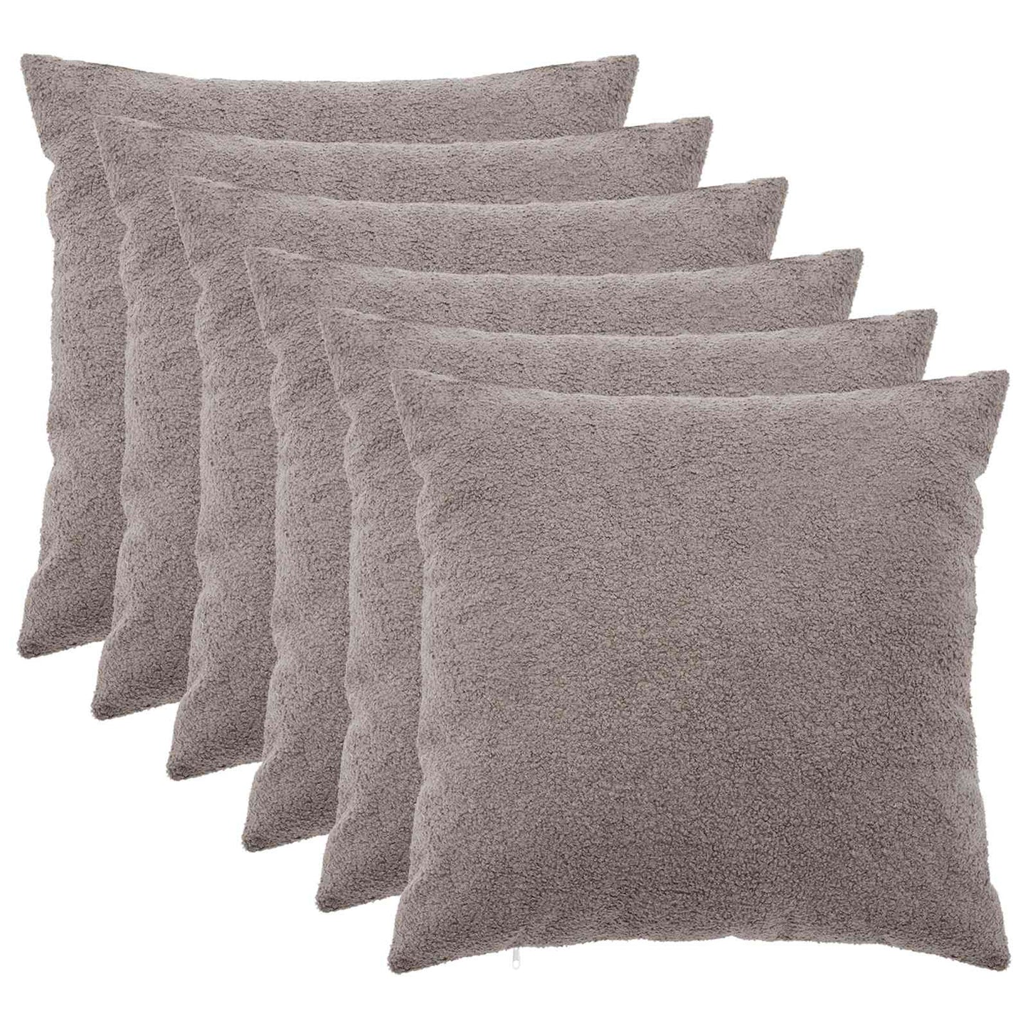 Pudebetræk 6 pcs HEERLEN Lysegrå 80 x 80 cm Bouclé