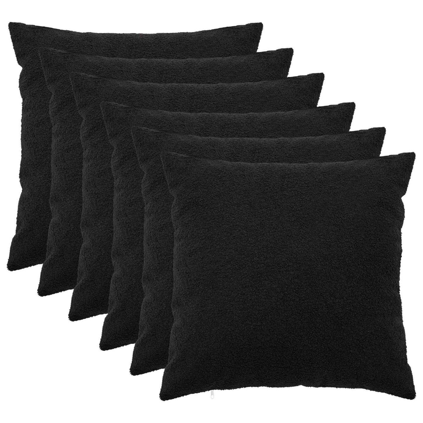 Pudebetræk 6 pcs HEERLEN Sort 80 x 80 cm Bouclé