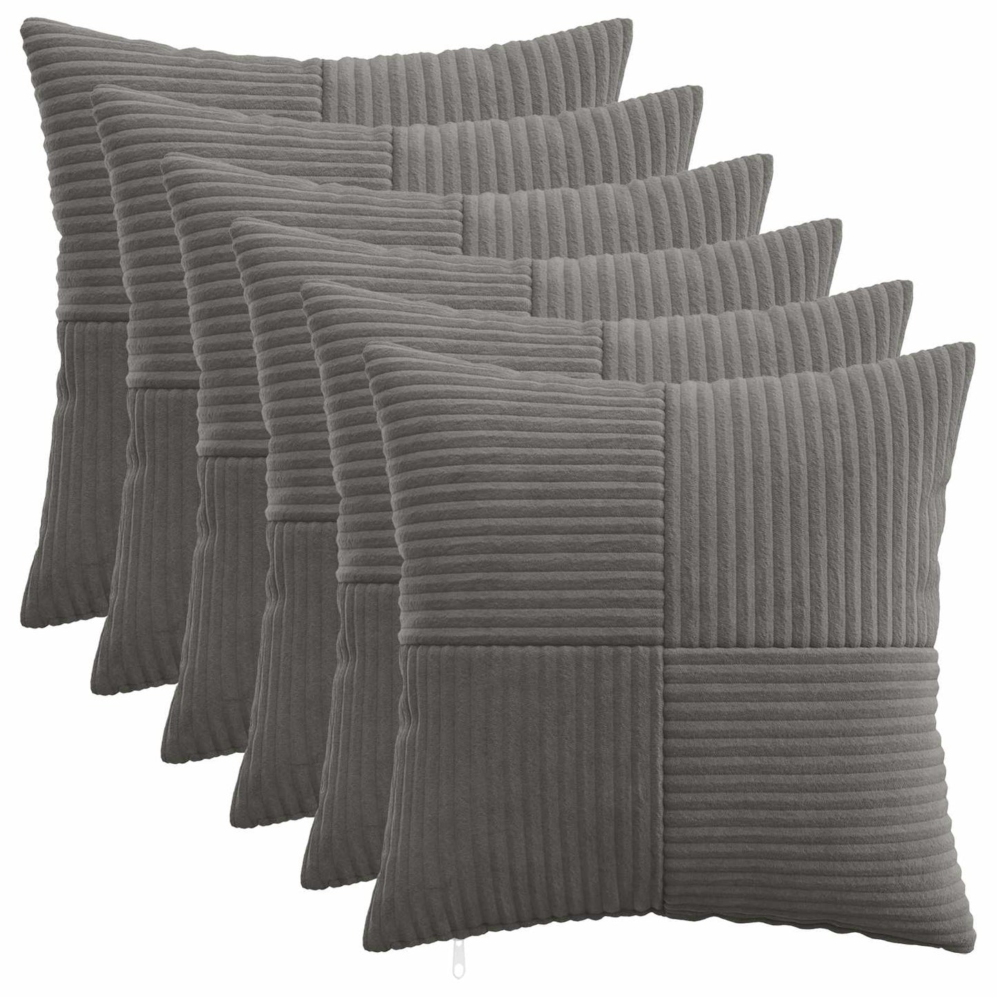 Pudebetræk 6 pcs ALMELO Mørkegrå 30 x 30 cm cordfløjl