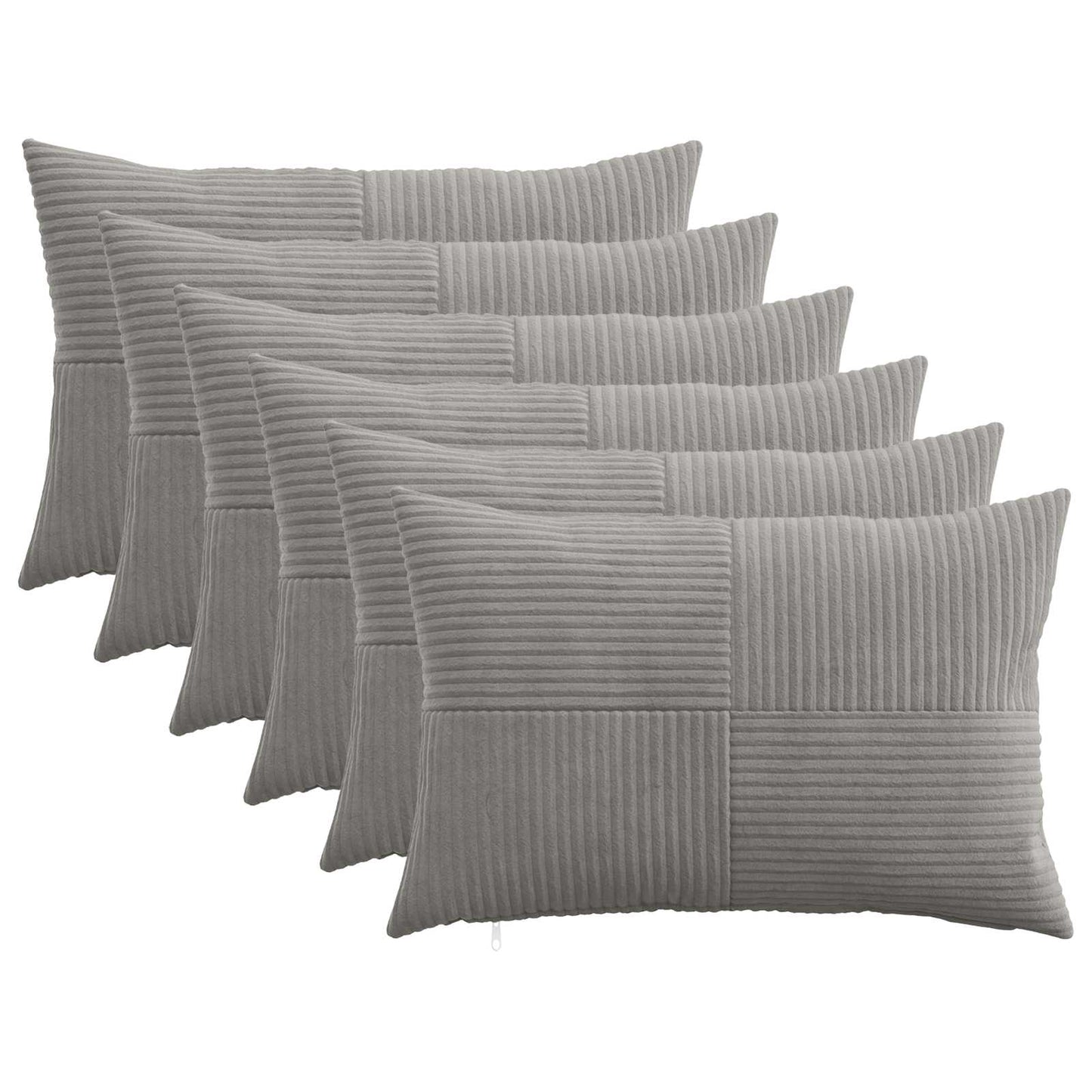 Pudebetræk 6 pcs ALMELO Lysegrå 30 x 50 cm cordfløjl