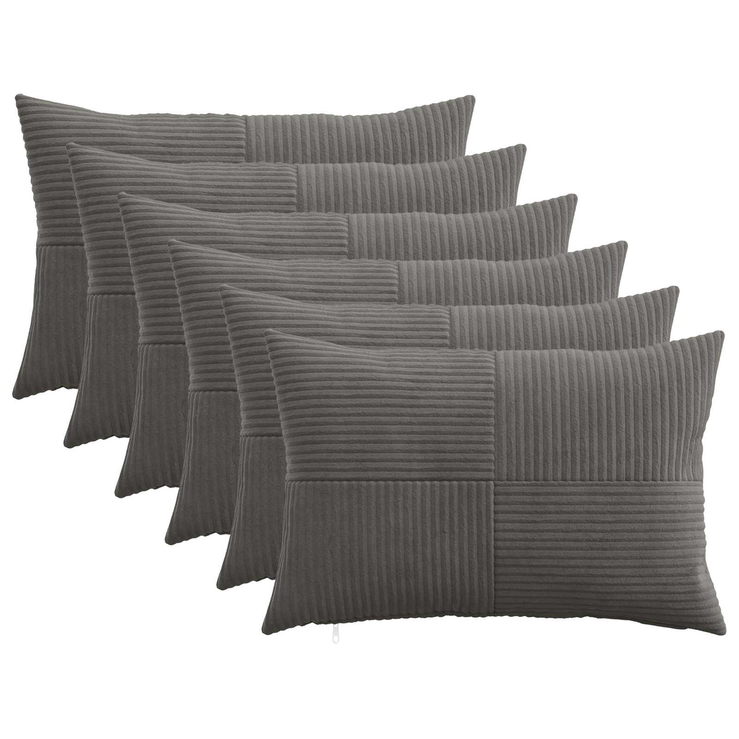 Pudebetræk 6 pcs ALMELO Mørkegrå 30 x 50 cm cordfløjl