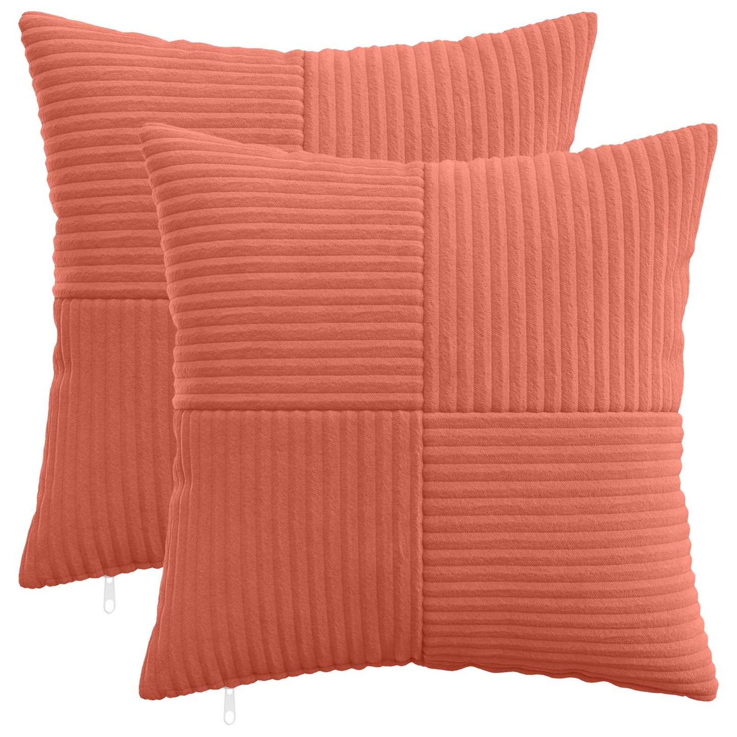 Pudebetræk 2 pcs ALMELO Rød orange 35 x 35 cm cordfløjl