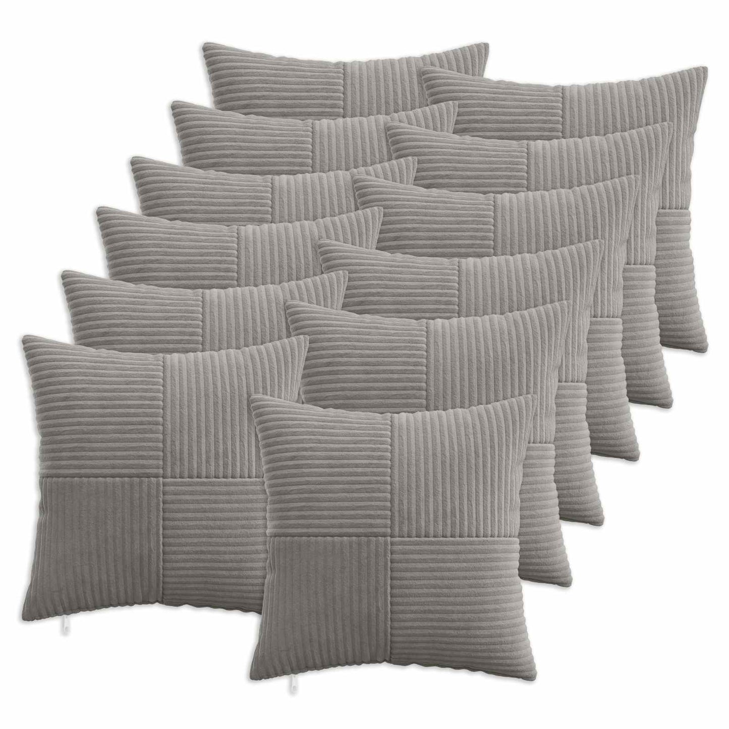 Pudebetræk 12 pcs ALMELO Lysegrå 40 x 40 cm cordfløjl