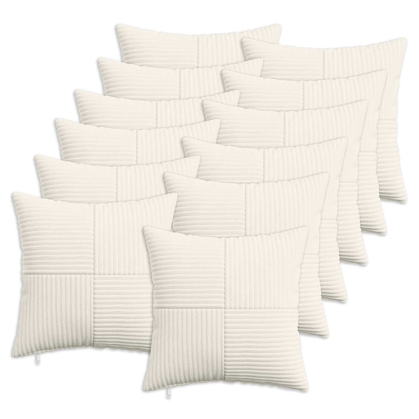 Pudebetræk 12 pcs ALMELO Cremefarvet 40 x 40 cm cordfløjl