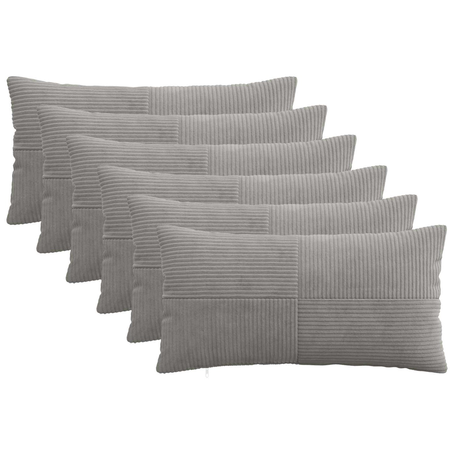 Pudebetræk 6 pcs ALMELO Lysegrå 40 x 80 cm cordfløjl