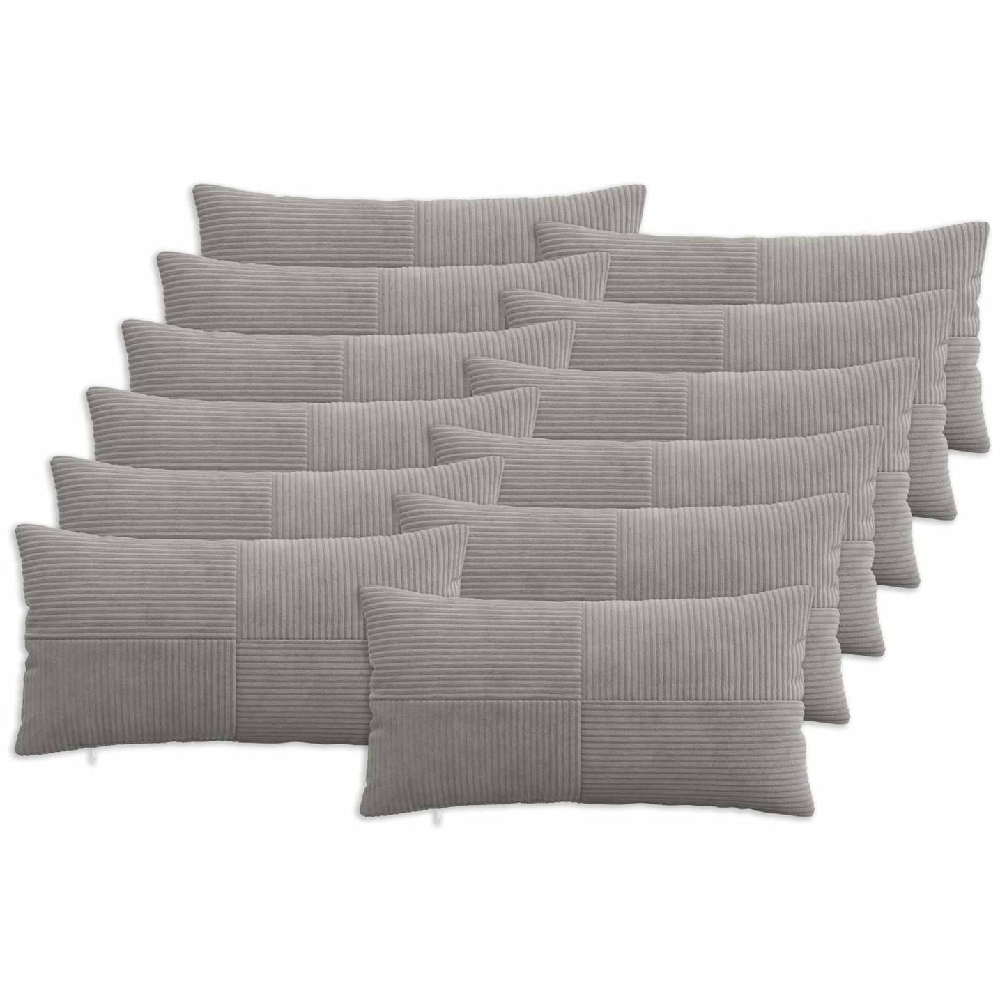 Pudebetræk 12 pcs ALMELO Lysegrå 40 x 80 cm cordfløjl