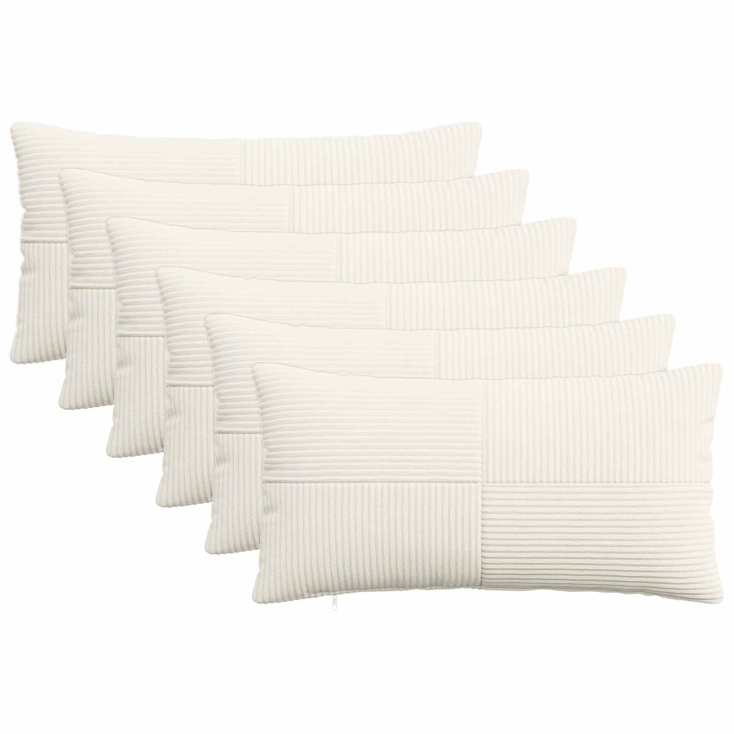Pudebetræk 6 pcs ALMELO Cremefarvet 40 x 80 cm cordfløjl