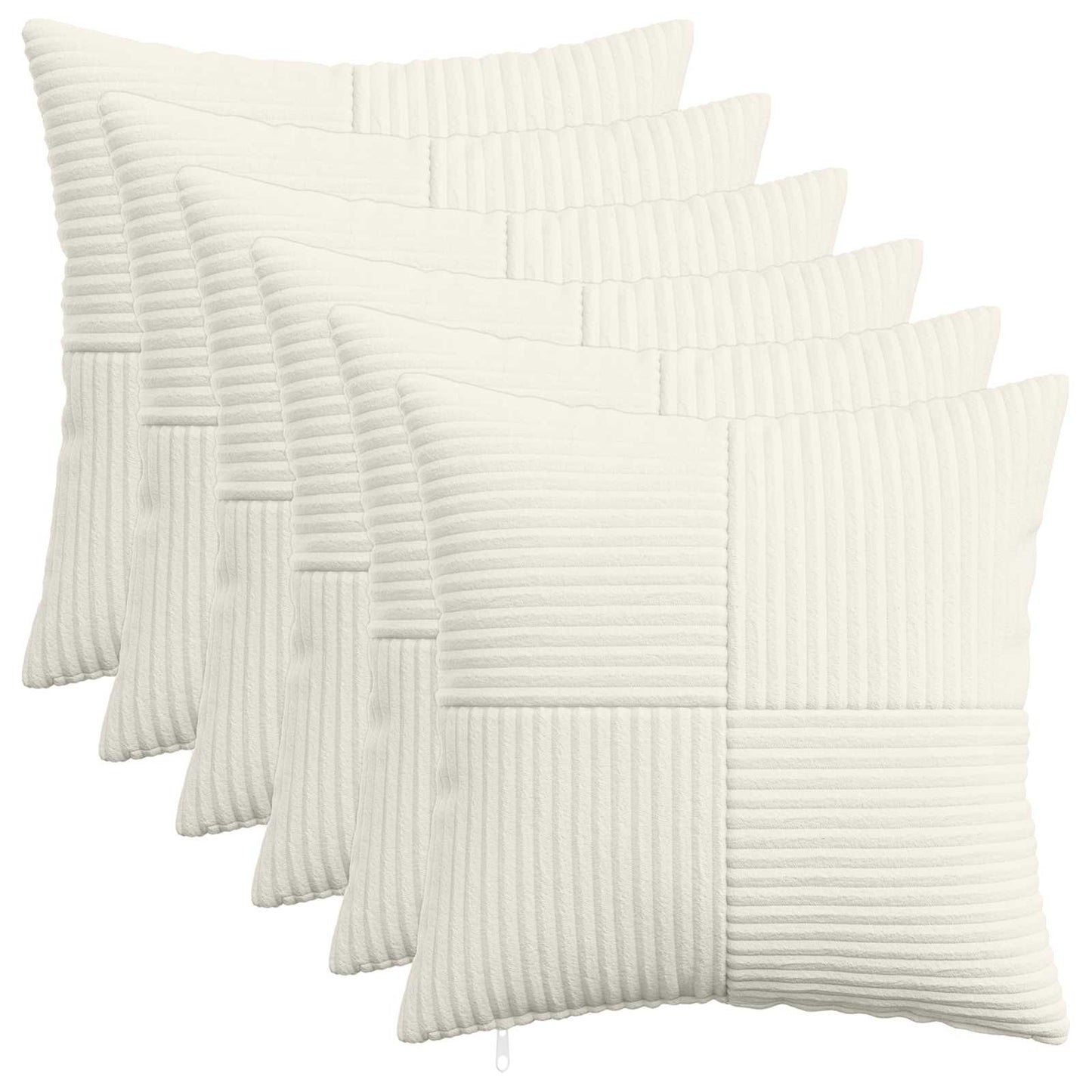 Pudebetræk 6 pcs ALMELO Cremefarvet 45 x 45 cm cordfløjl