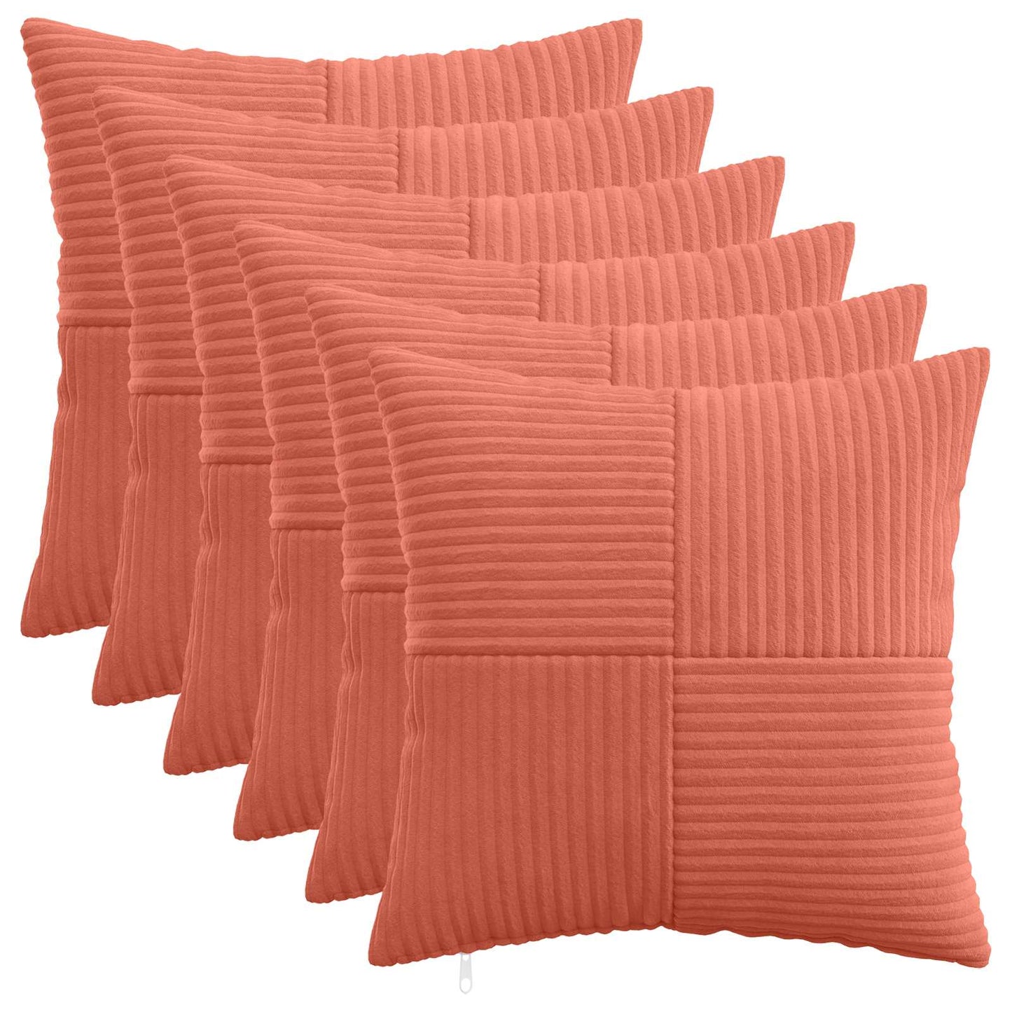 Pudebetræk 6 pcs ALMELO Rød orange 45 x 45 cm cordfløjl