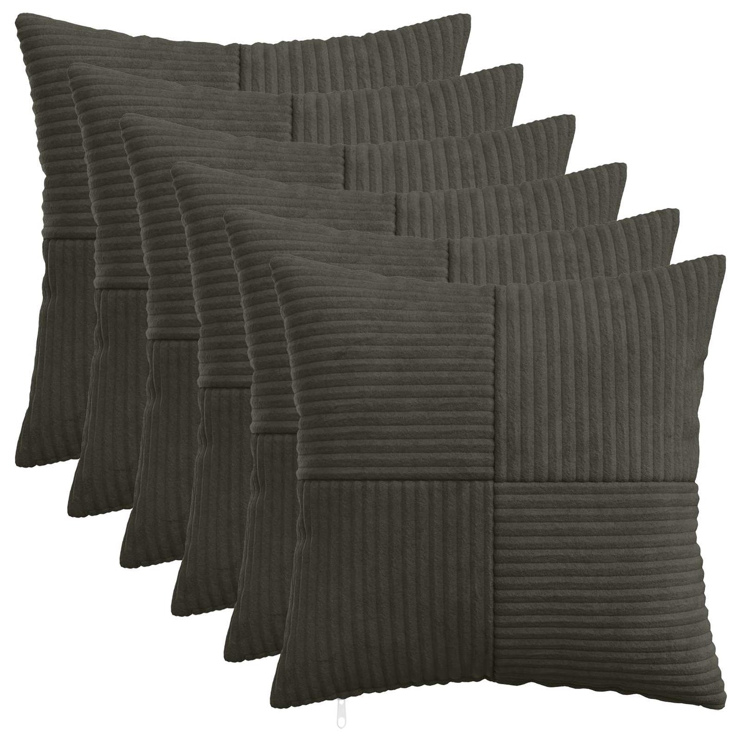 Pudebetræk 6 pcs ALMELO Antracit 45 x 45 cm cordfløjl