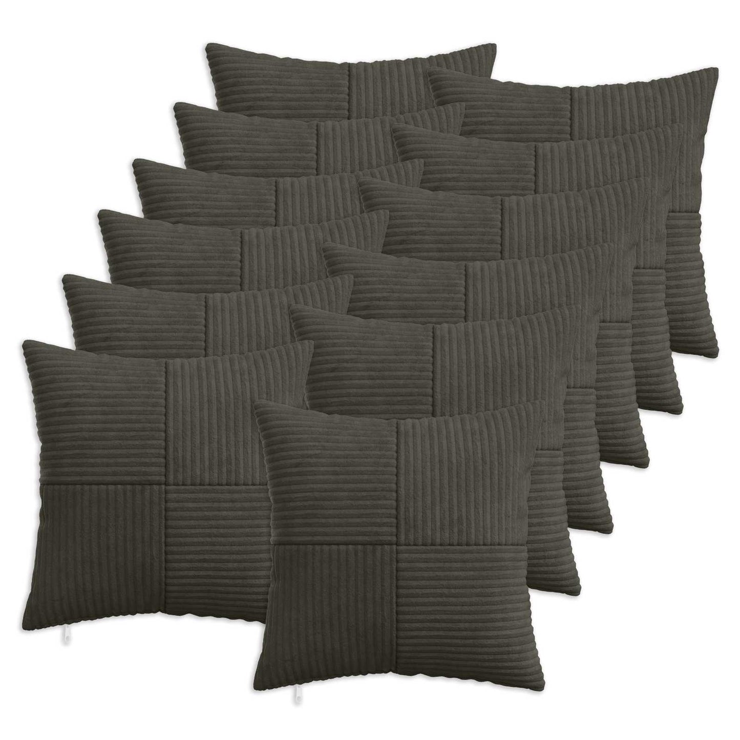 Pudebetræk 12 pcs ALMELO Antracit 45 x 45 cm cordfløjl