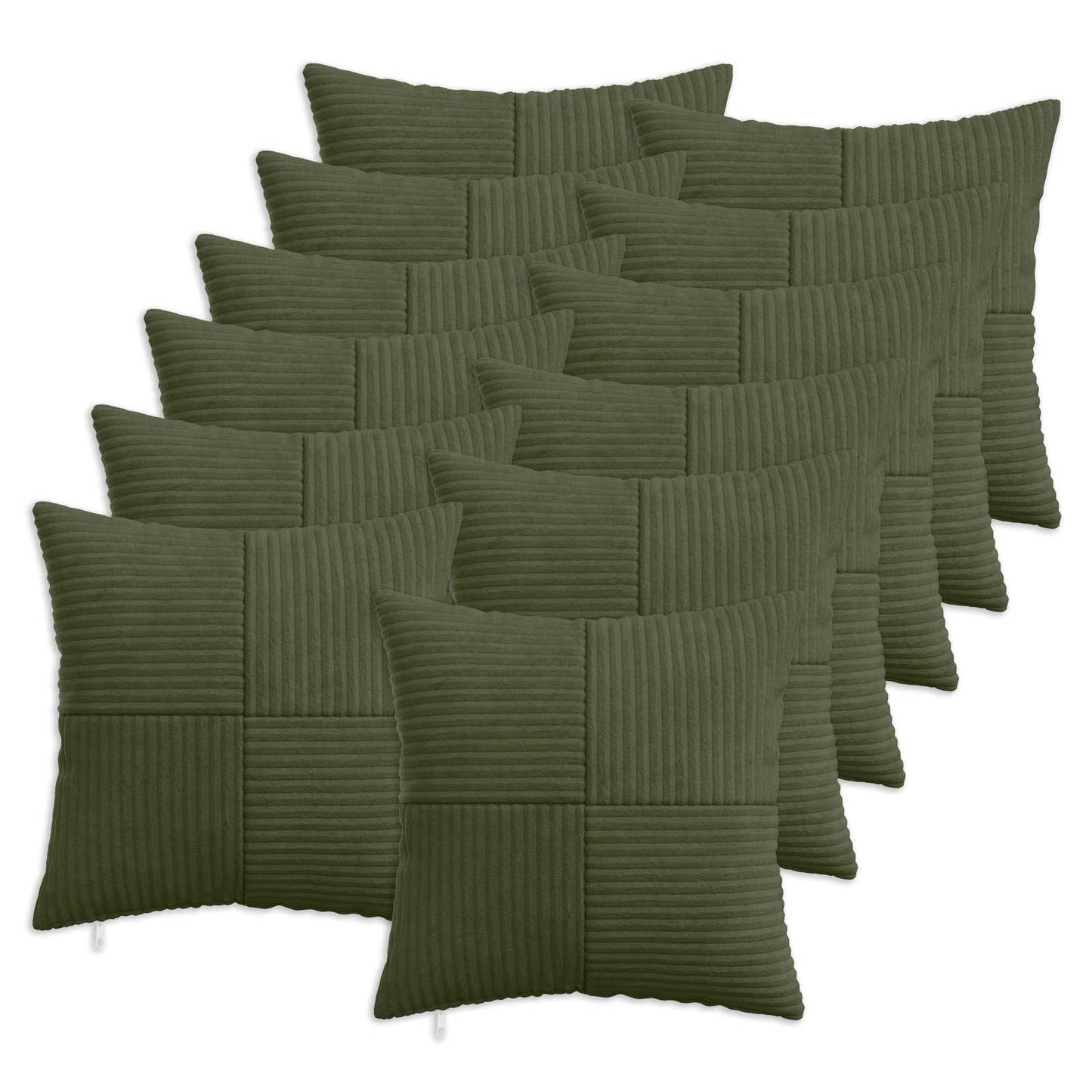Pudebetræk 12 pcs ALMELO Grøn 45 x 45 cm cordfløjl