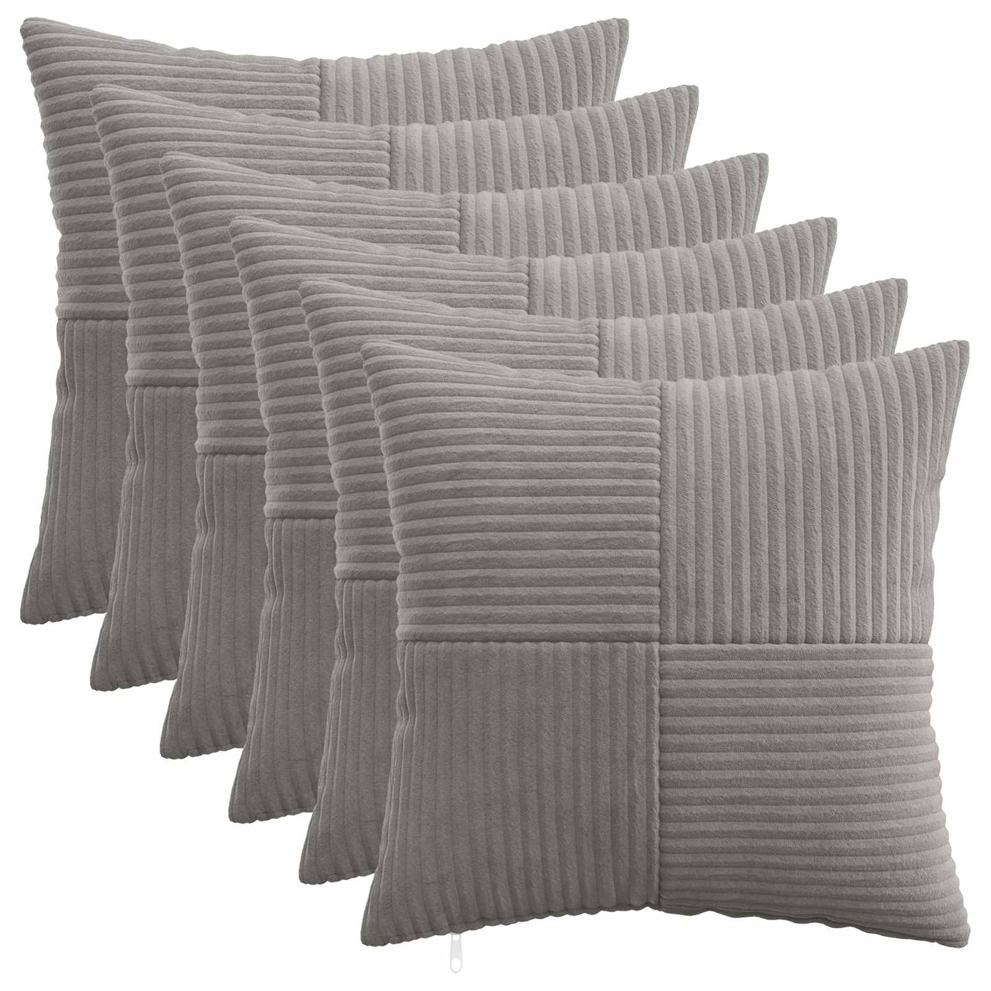 Pudebetræk 6 pcs ALMELO Lysegrå 50 x 50 cm cordfløjl