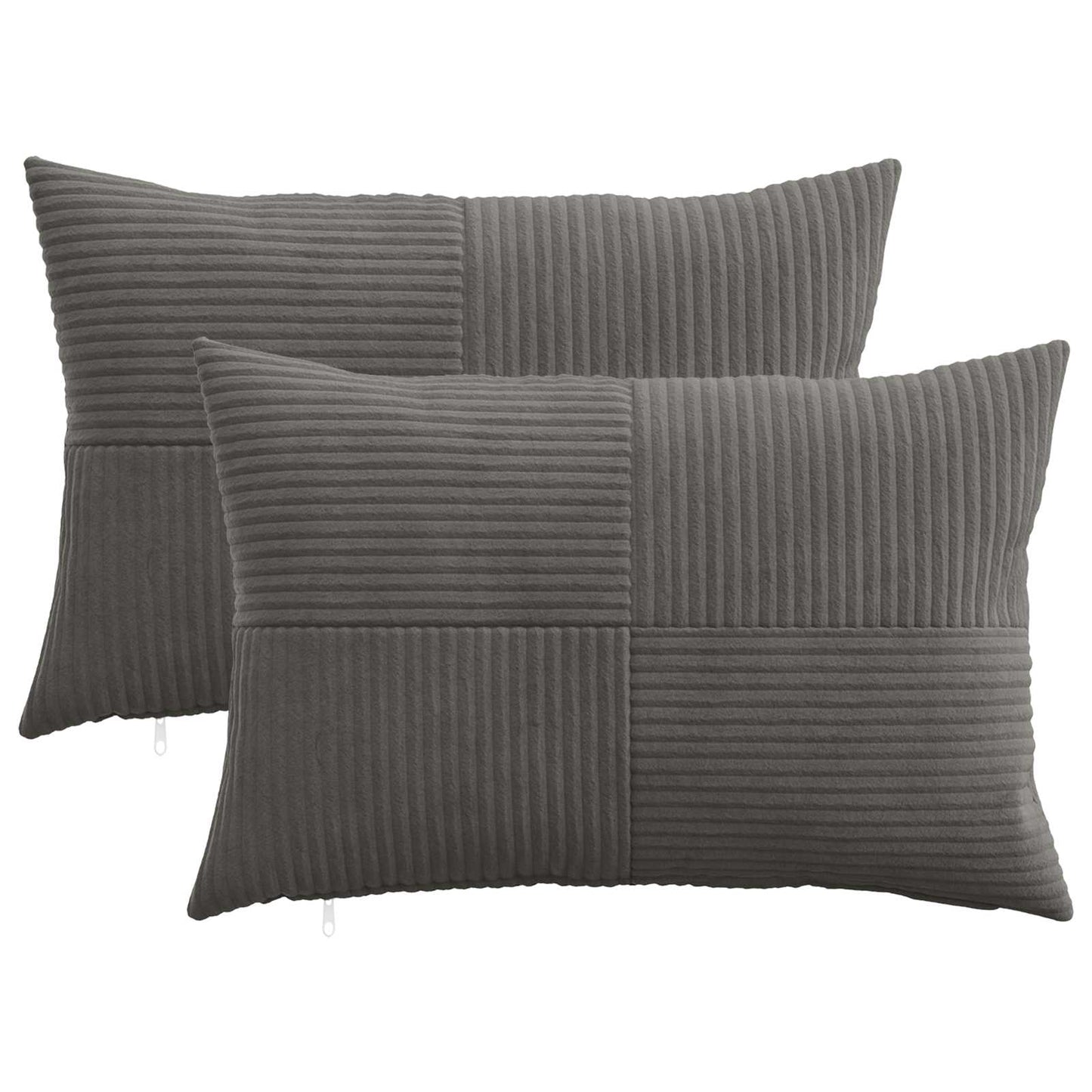 Pudebetræk 2 pcs ALMELO Mørkegrå 50 x 75 cm cordfløjl