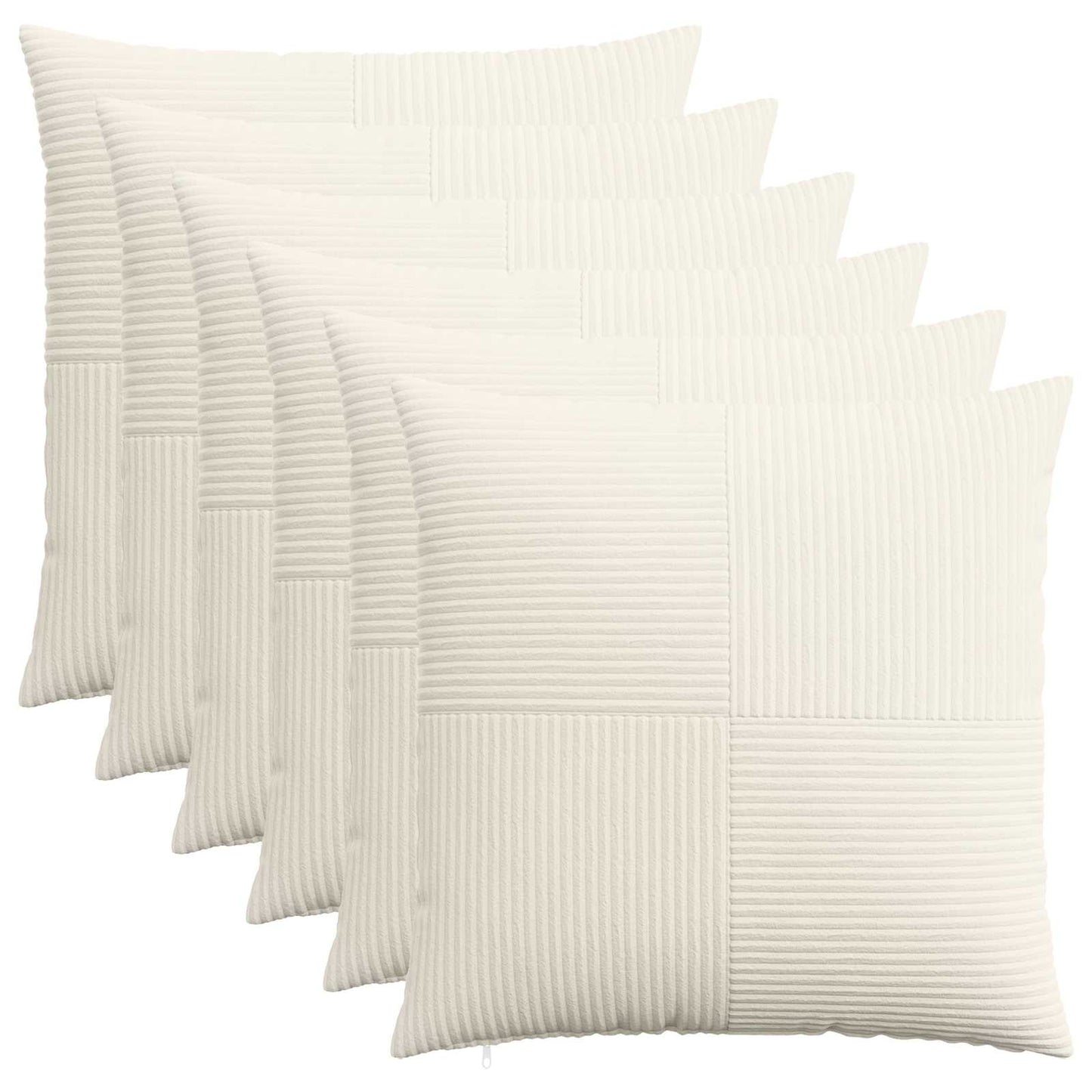 Pudebetræk 6 pcs ALMELO Cremefarvet 60 x 60 cm cordfløjl