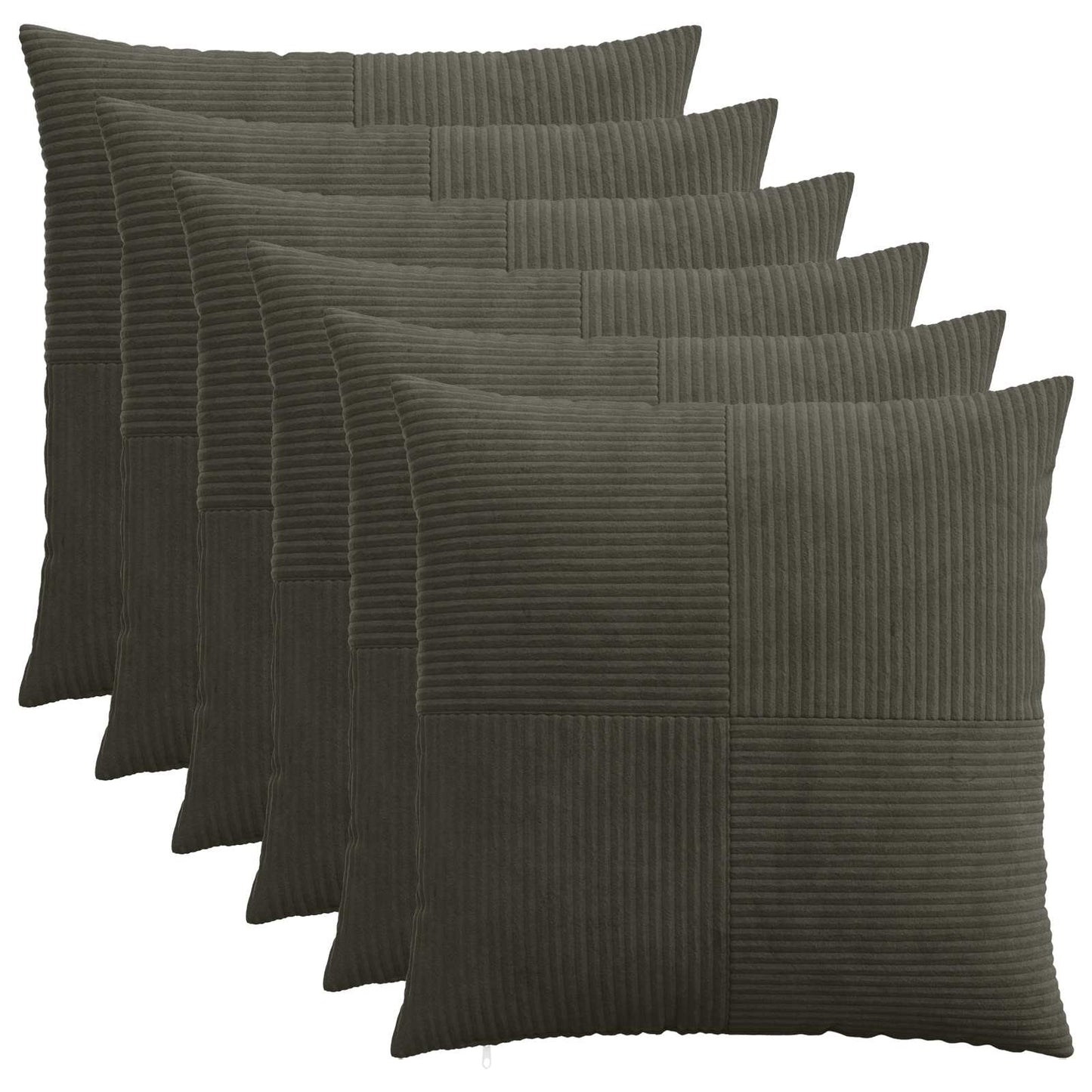 Pudebetræk 6 pcs ALMELO Antracit 60 x 60 cm cordfløjl